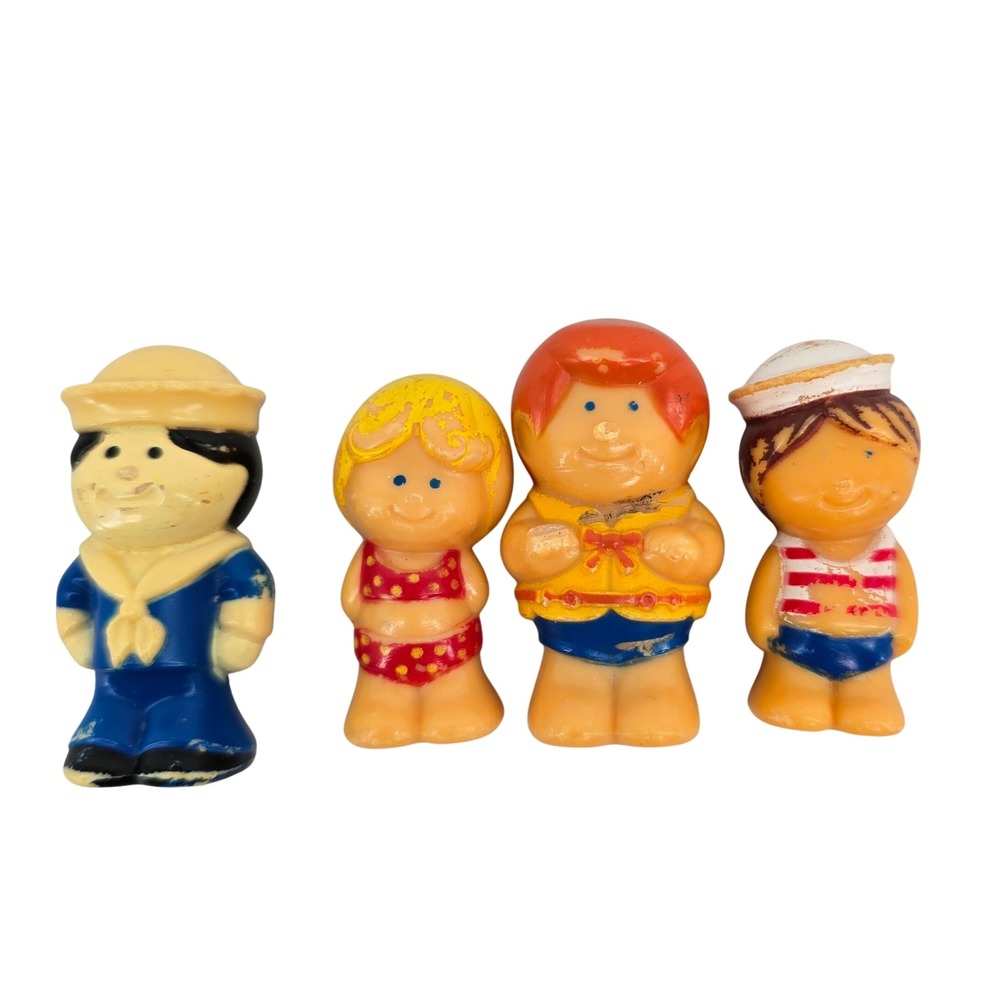 Vintage Fisher Price Little People Houseboat Figures Sailor Life Vest Lot of 4